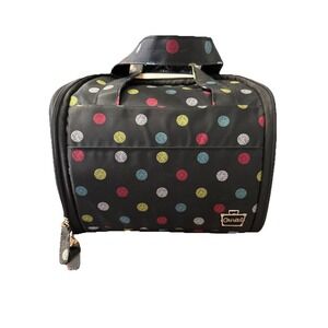 NWT CABOODLES hanging toiletry travel bag Black with Polka Dots